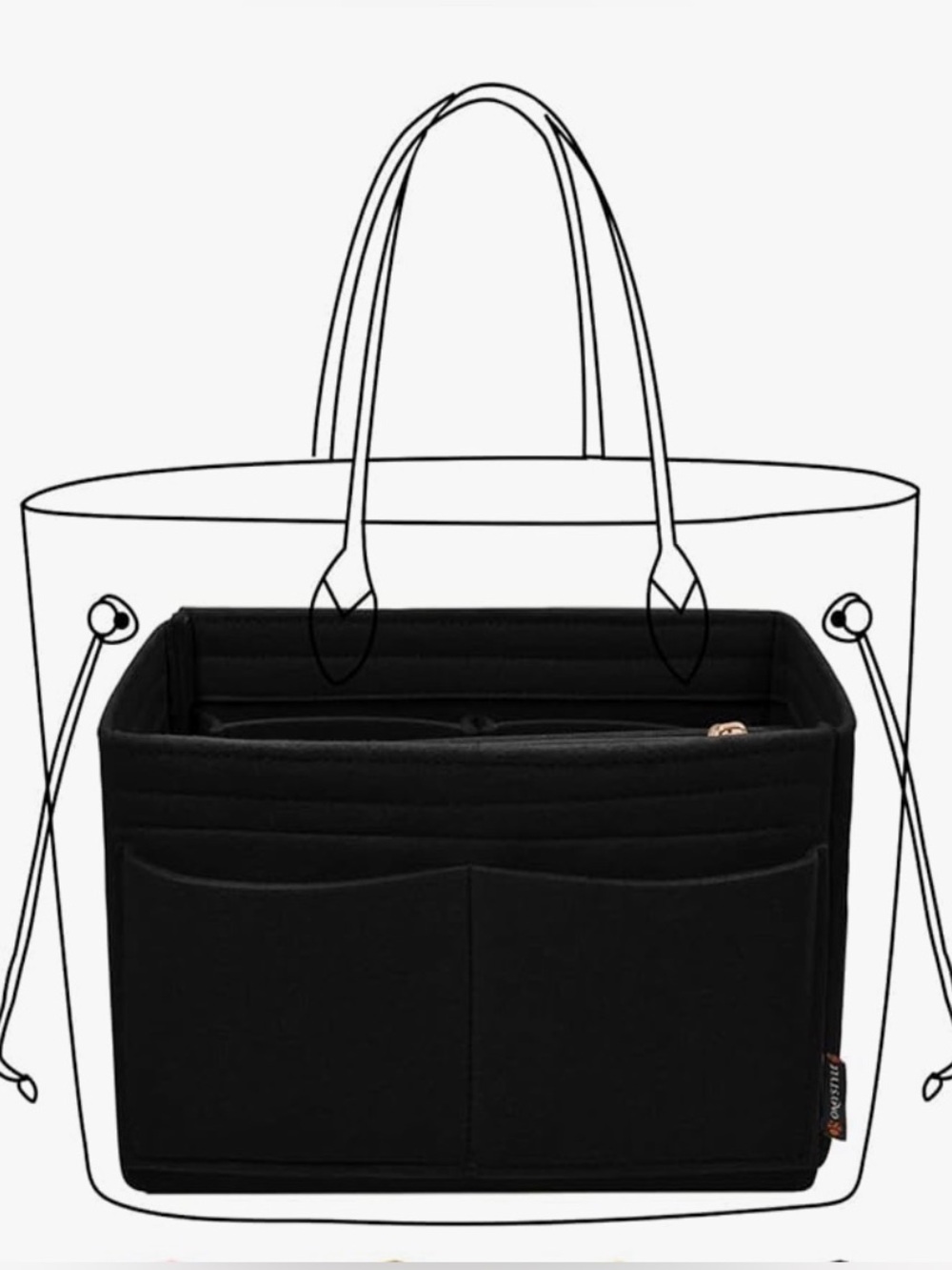 XL Black Tote Bag Organizer